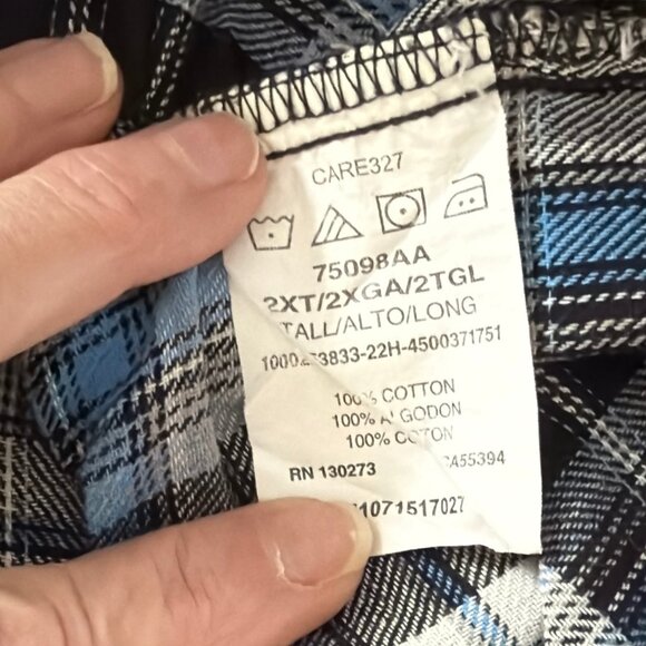 Wrangler Mens 2XLT Button Down Long Sleeve 100% Cotton Flannel Shirt - Picture 6 of 7